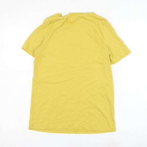 River Island Womens Yellow  Cotton Basic T-Shirt Size 6 Round Neck - Venti