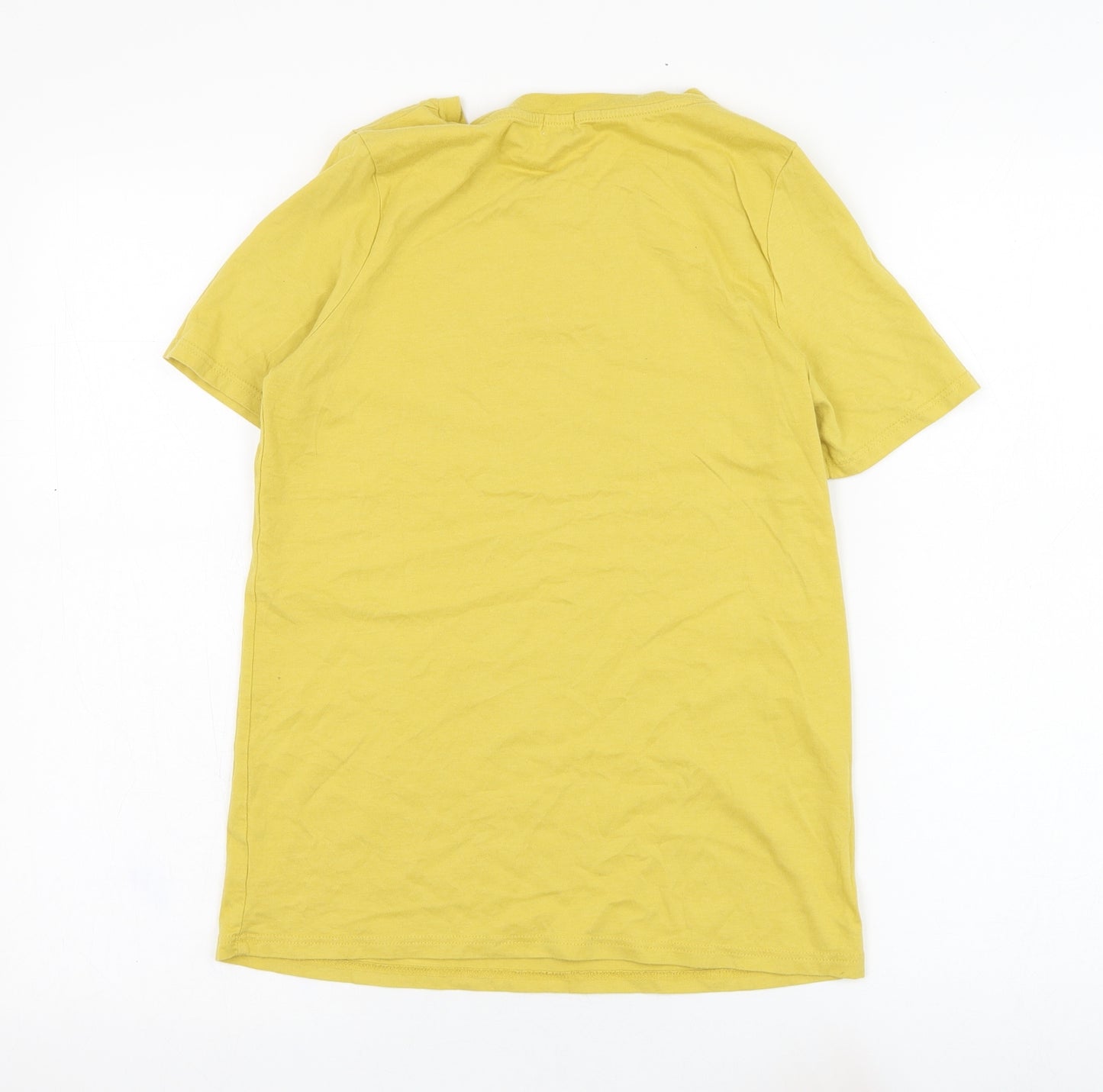 River Island Womens Yellow  Cotton Basic T-Shirt Size 6 Round Neck - Venti
