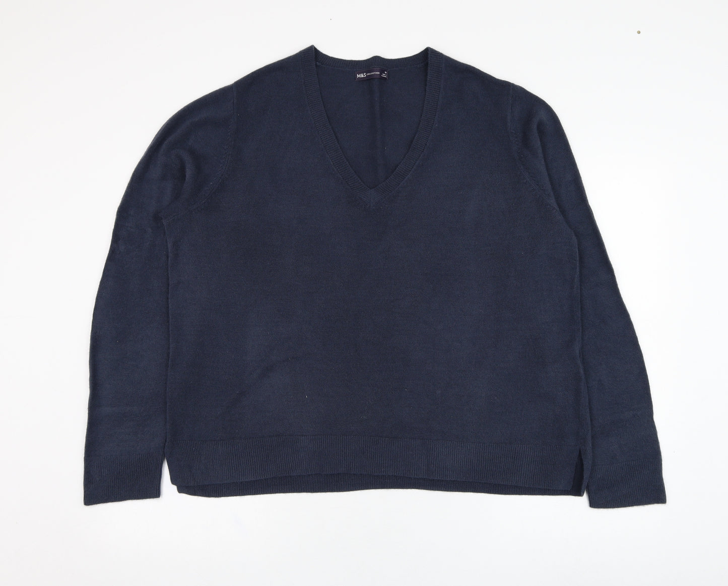 Marks and Spencer Womens Blue V-Neck  Acrylic Pullover Jumper Size 20