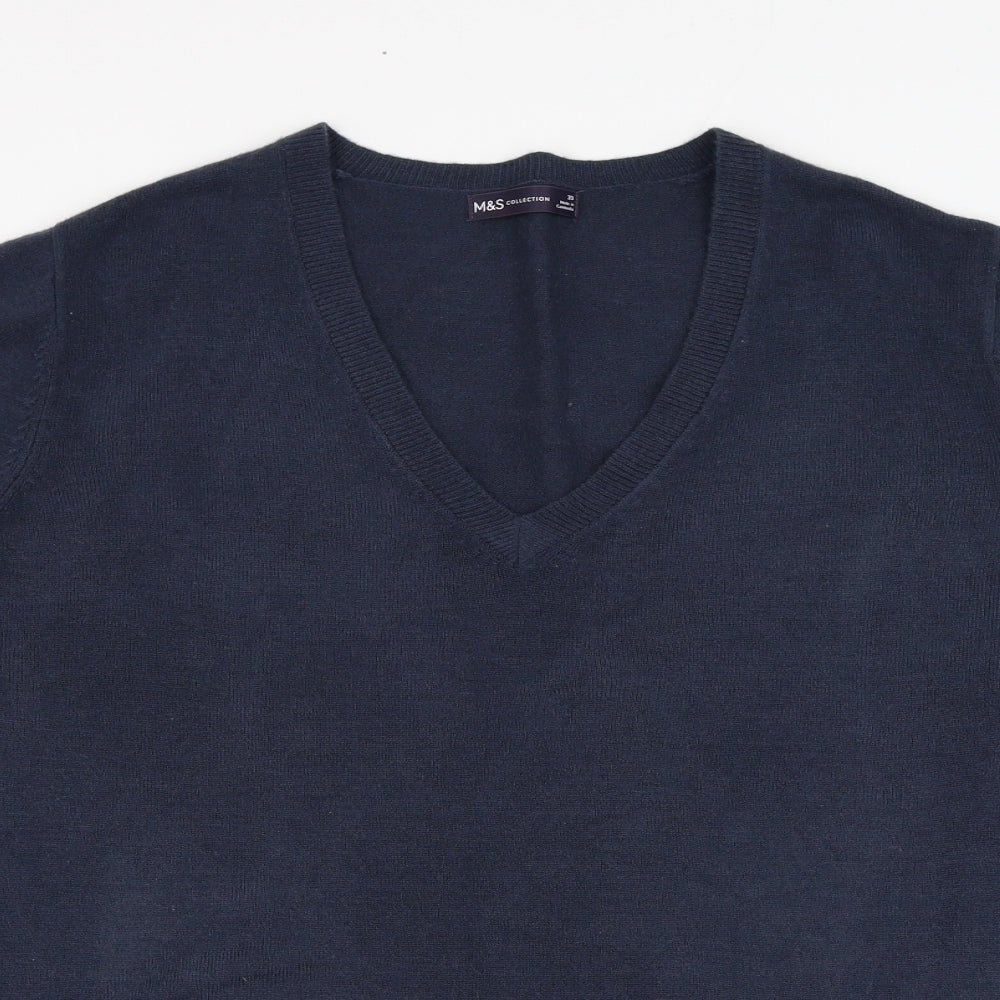 Marks and Spencer Womens Blue V-Neck  Acrylic Pullover Jumper Size 20