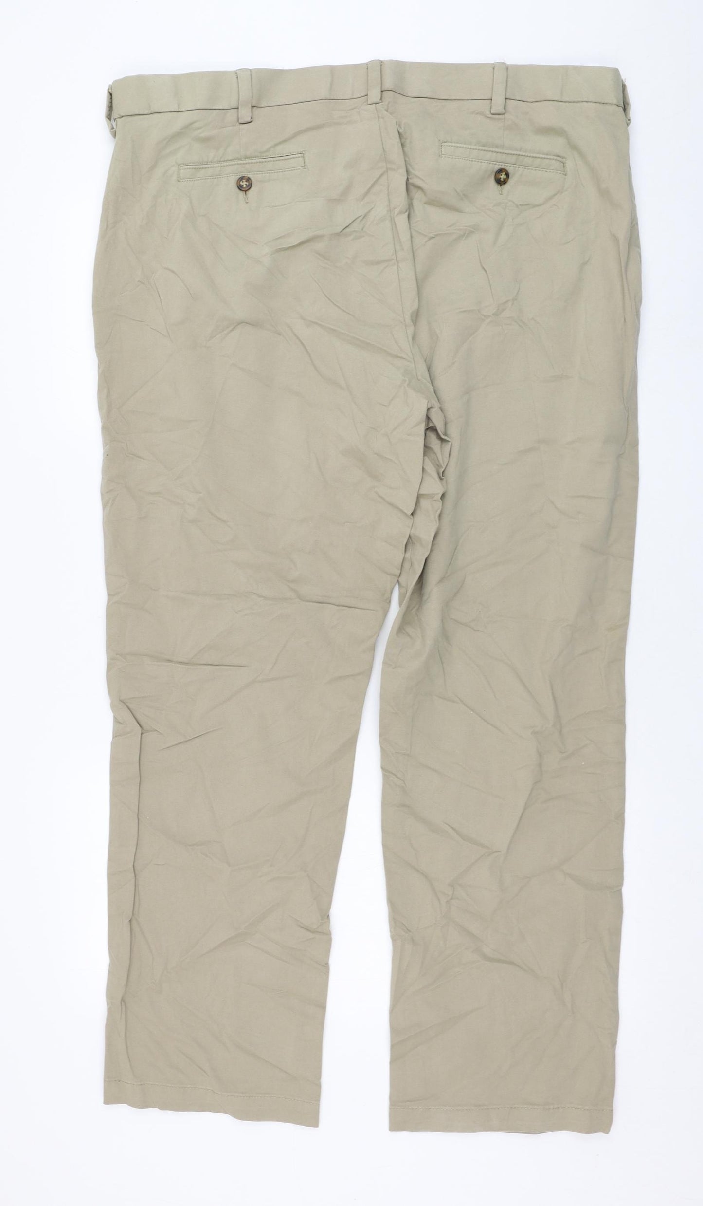 Dunnes Stores Mens Beige  Cotton Chino Trousers Size 40 in L29 in Regular Zip