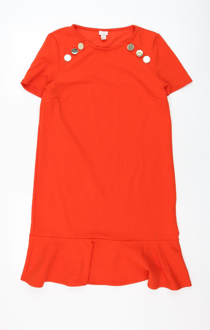 River Island Womens Orange  Polyester Shift  Size 6  Round Neck Pullover