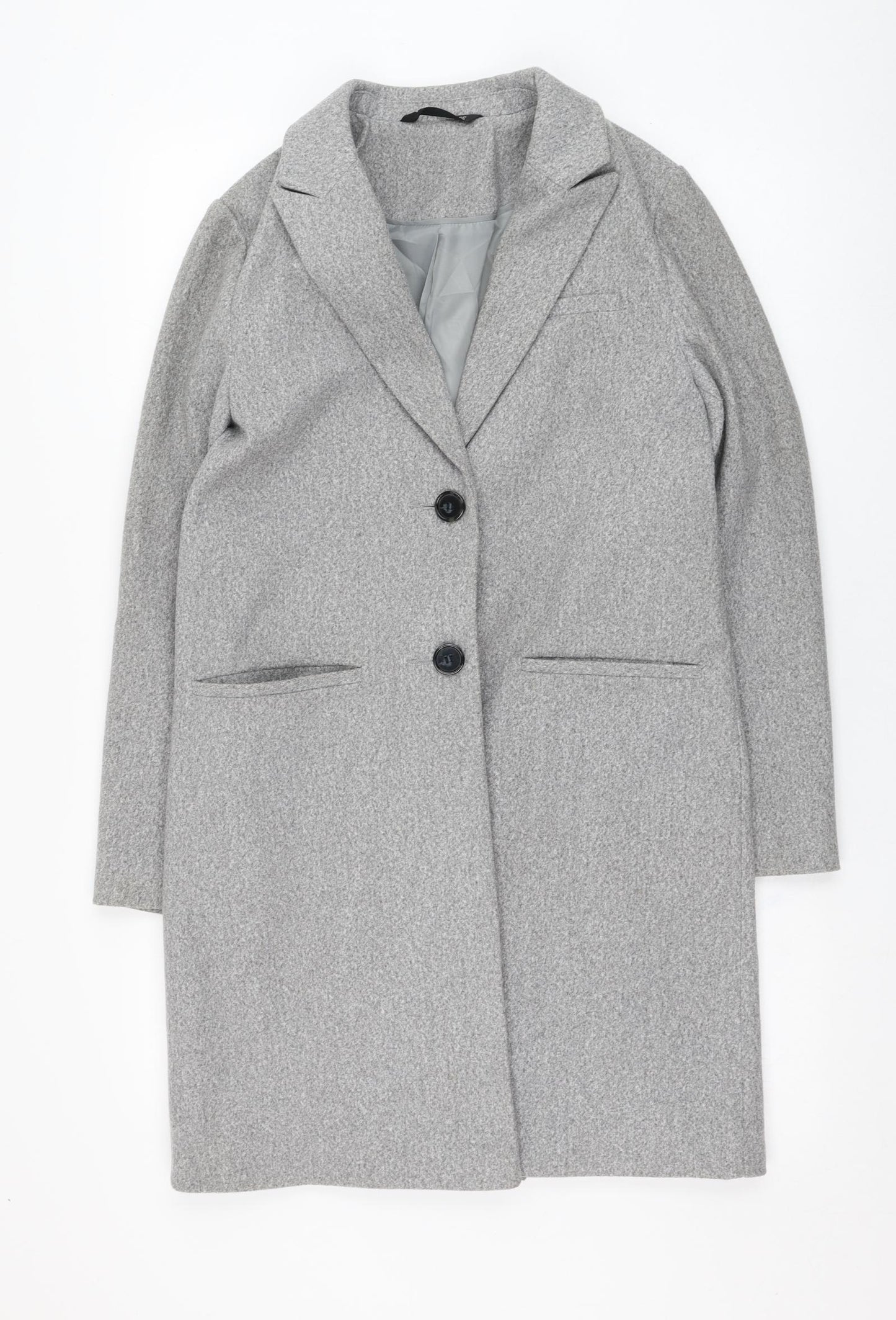 Dunnes Stores Womens Grey   Overcoat Coat Size 8  Button