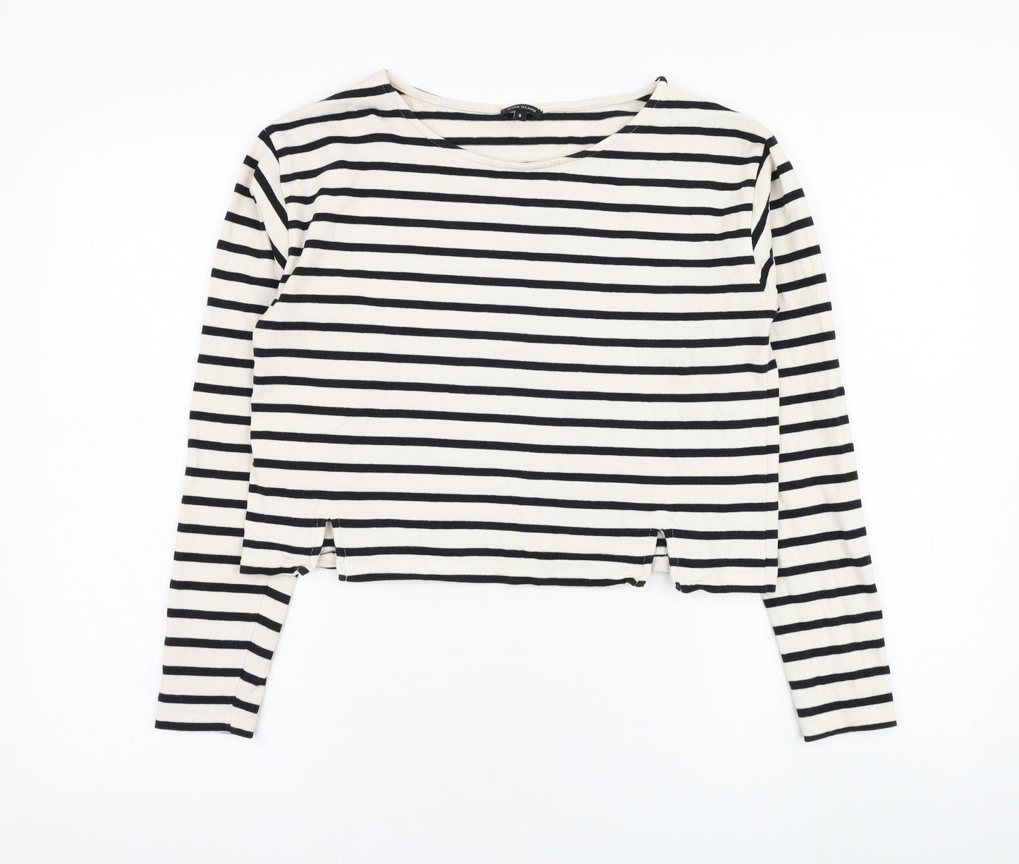 River Island Womens Ivory Striped Cotton Pullover Sweatshirt Size 6  Pullover
