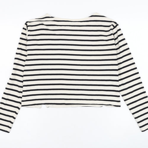 River Island Womens Ivory Striped Cotton Pullover Sweatshirt Size 6  Pullover