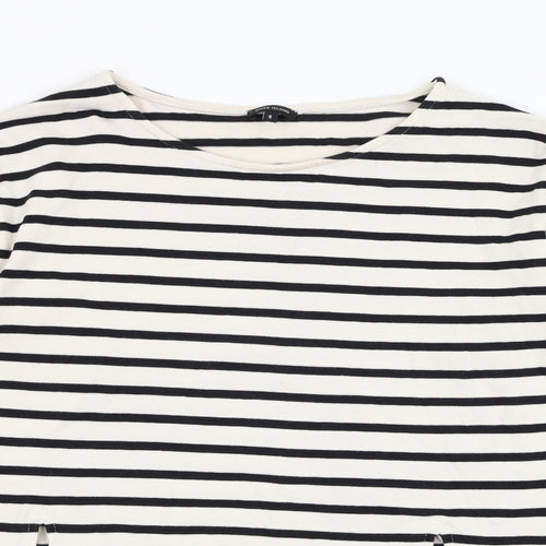 River Island Womens Ivory Striped Cotton Pullover Sweatshirt Size 6  Pullover