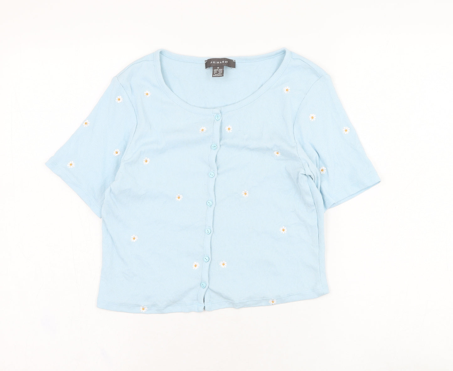 New Look Womens Blue  Cotton Basic T-Shirt Size 12 Round Neck - Daisy
