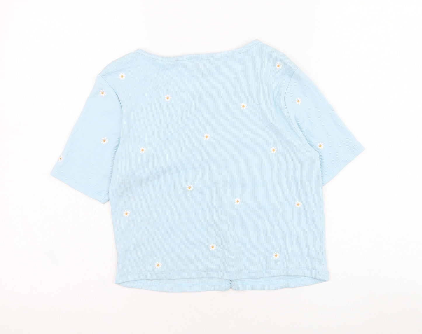 New Look Womens Blue  Cotton Basic T-Shirt Size 12 Round Neck - Daisy