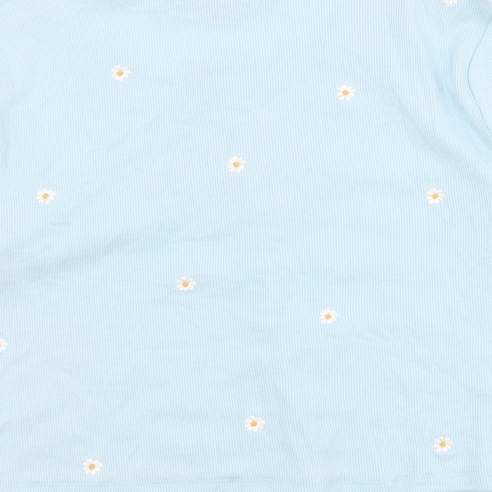 New Look Womens Blue  Cotton Basic T-Shirt Size 12 Round Neck - Daisy