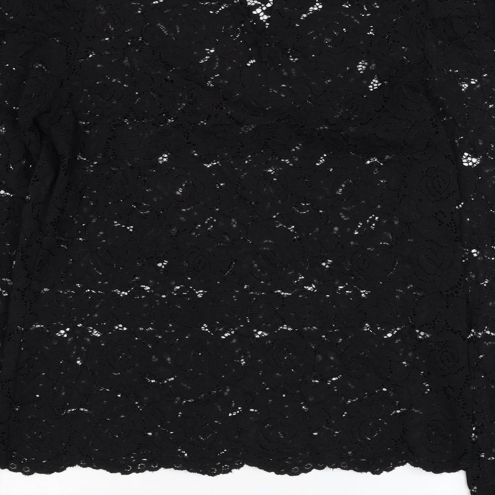Primark Womens Black  Polyester Basic Blouse Size 14 Round Neck - Flower