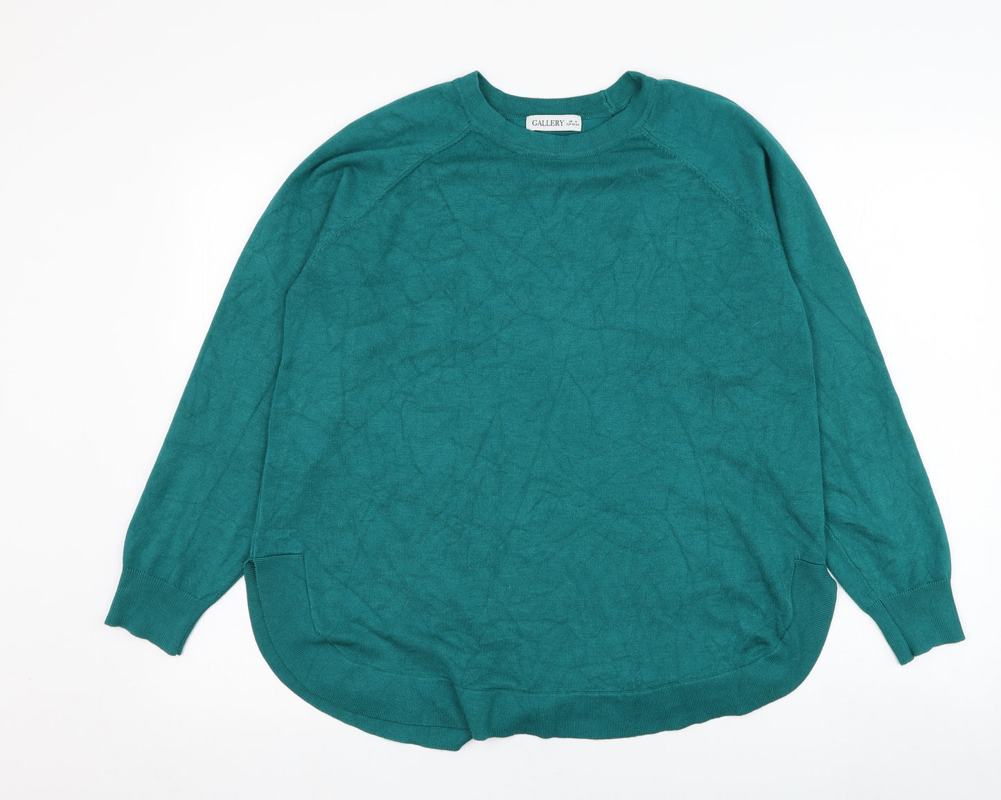 Gallery Womens Green Round Neck  Viscose Pullover Jumper Size 12