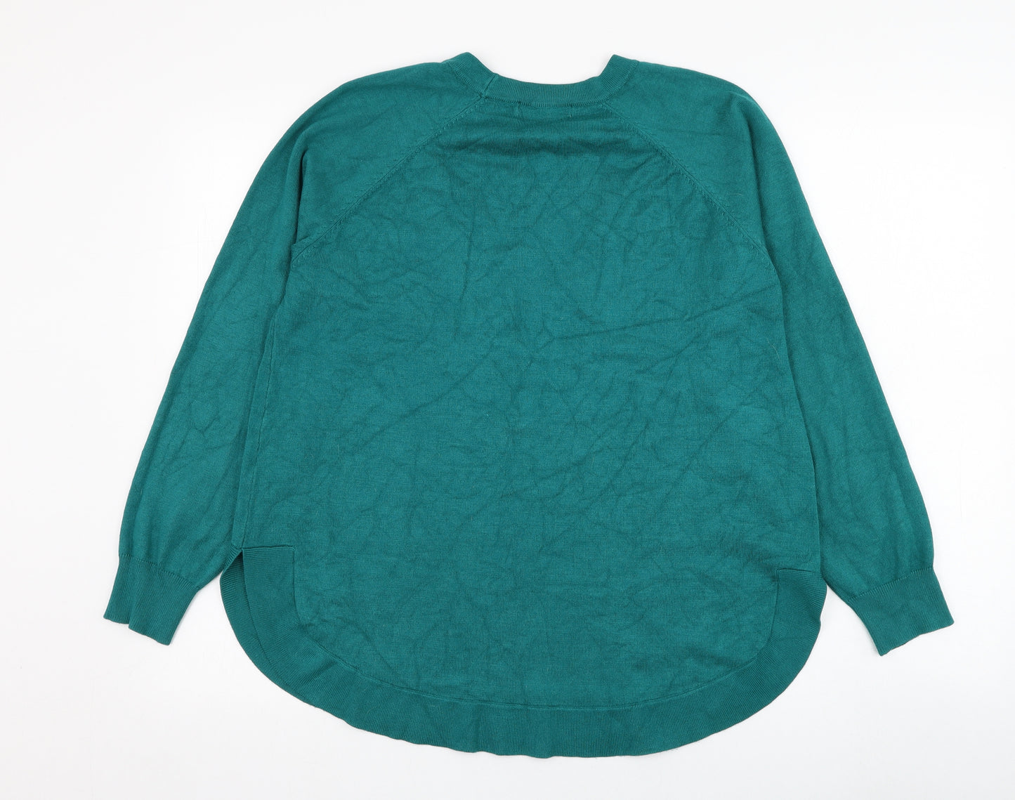 Gallery Womens Green Round Neck  Viscose Pullover Jumper Size 12