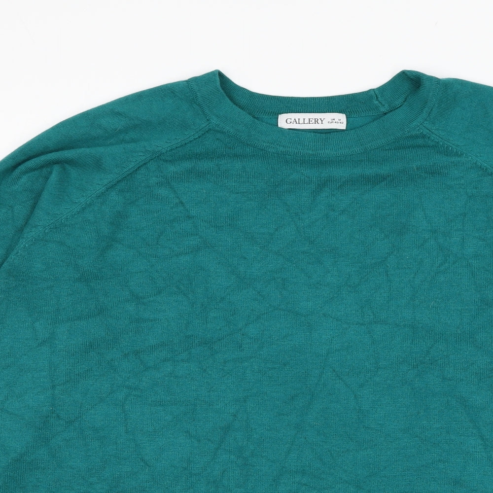 Gallery Womens Green Round Neck  Viscose Pullover Jumper Size 12