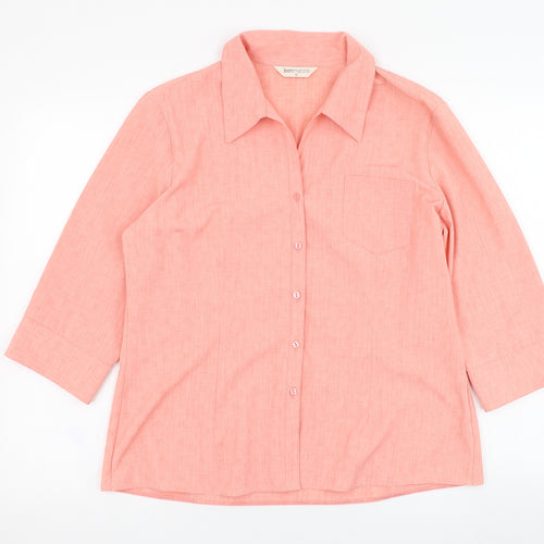 Bonmarché Womens Pink  Polyester Basic Button-Up Size 16 Collared