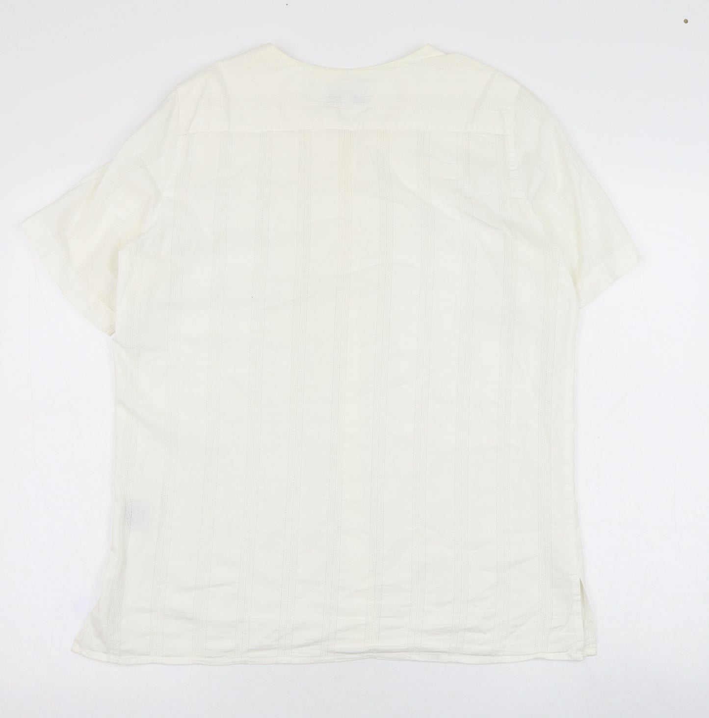 James Meade Womens Ivory  Cotton Basic Button-Up Size 16 Round Neck