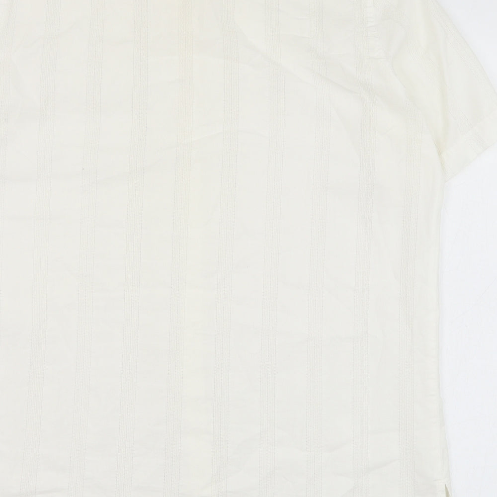 James Meade Womens Ivory  Cotton Basic Button-Up Size 16 Round Neck