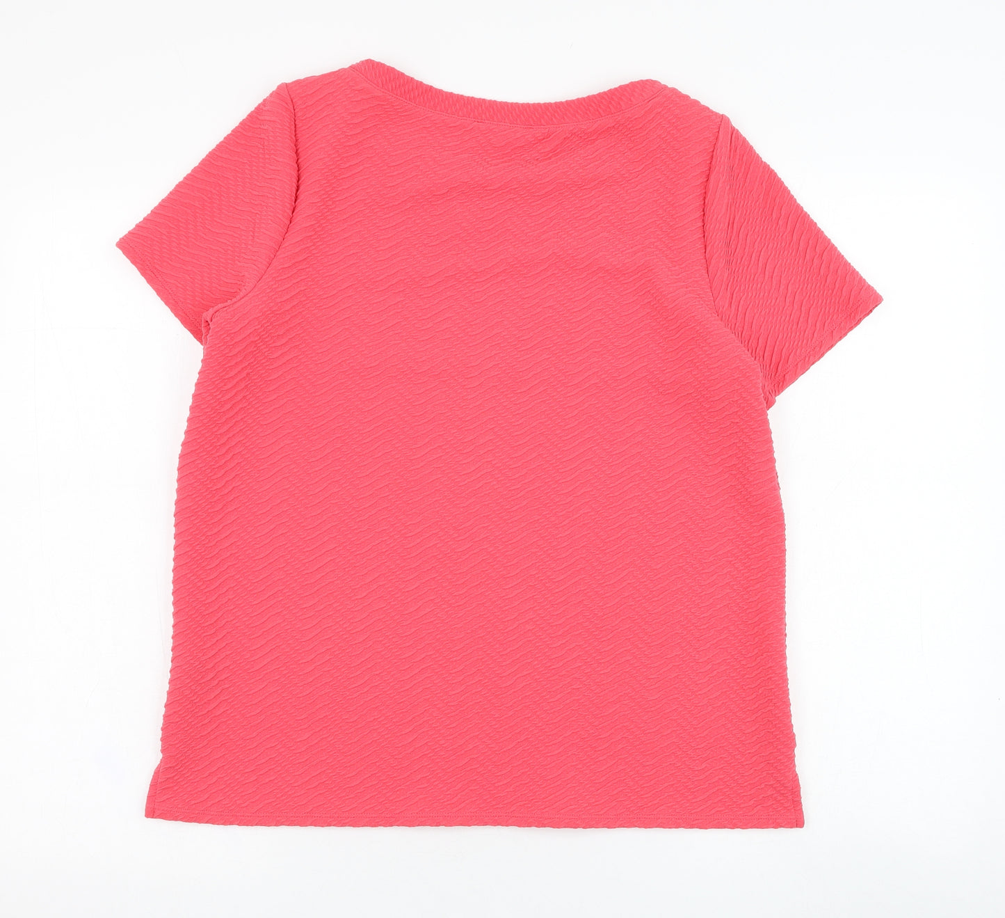 Marks and Spencer Womens Pink  Polyester Basic T-Shirt Size 14 Round Neck