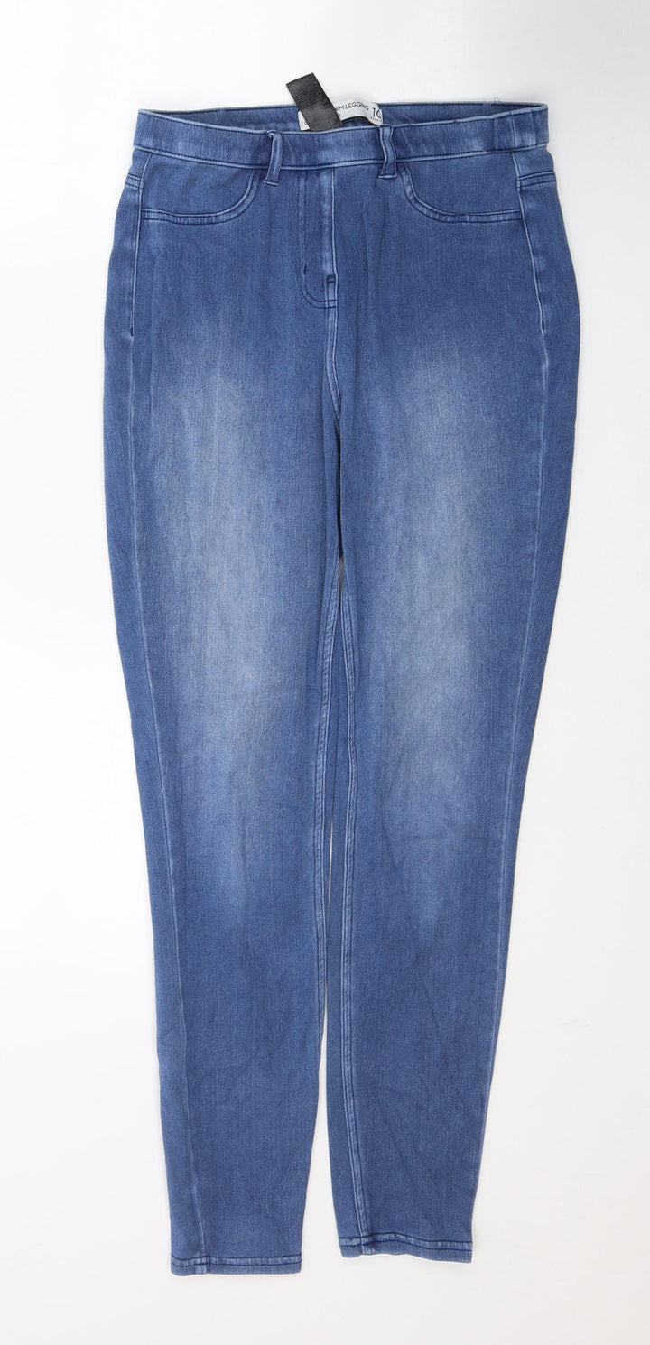 NEXT Womens Blue Cotton Skinny Jeans Size 10 L27 in Regular Button