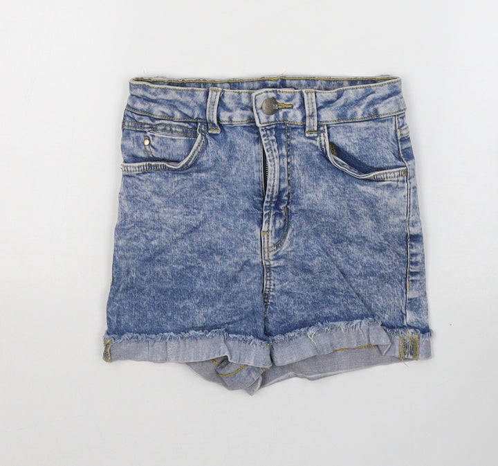 Bershka Mens Blue Cotton Shorts Size 60 in Regular Button