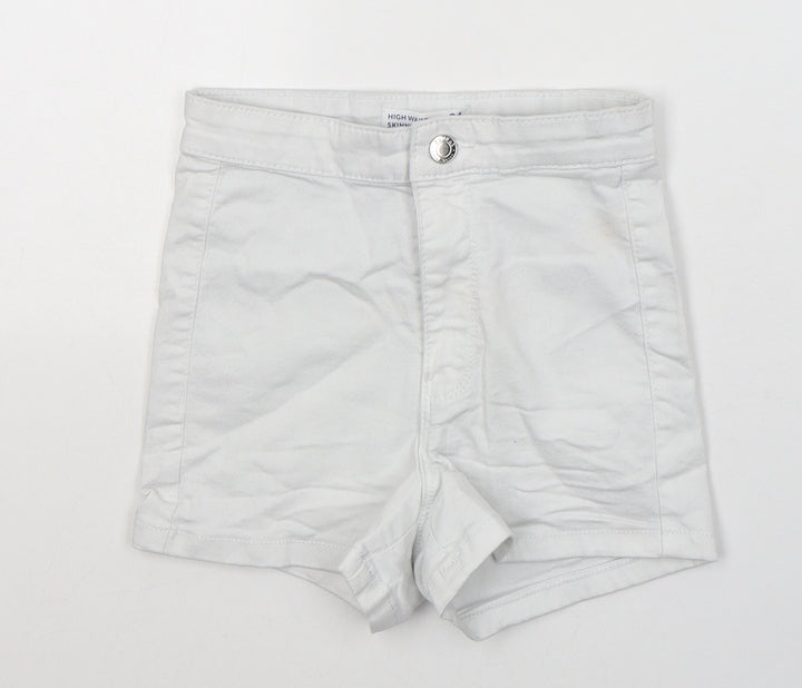 Sinsay Womens White  Cotton Hot Pants Shorts Size 6  Regular Button