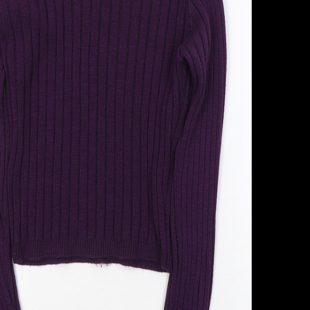 I SAW IT FIRST Womens Purple Roll Neck  Acrylic Pullover Jumper Size 10