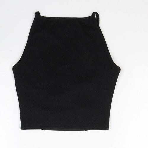 Pink Soda Womens Black  Polyester Cropped Tank Size 6 Square Neck