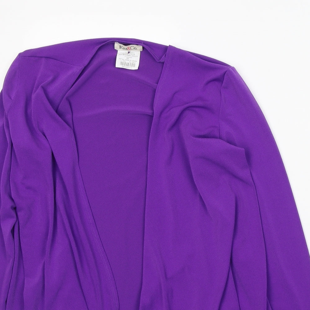 Kim&co Womens Purple V-Neck  Polyester Cardigan Jumper Size S