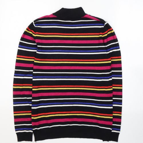 SheIn Womens Black High Neck Striped Viscose Pullover Jumper Size 10