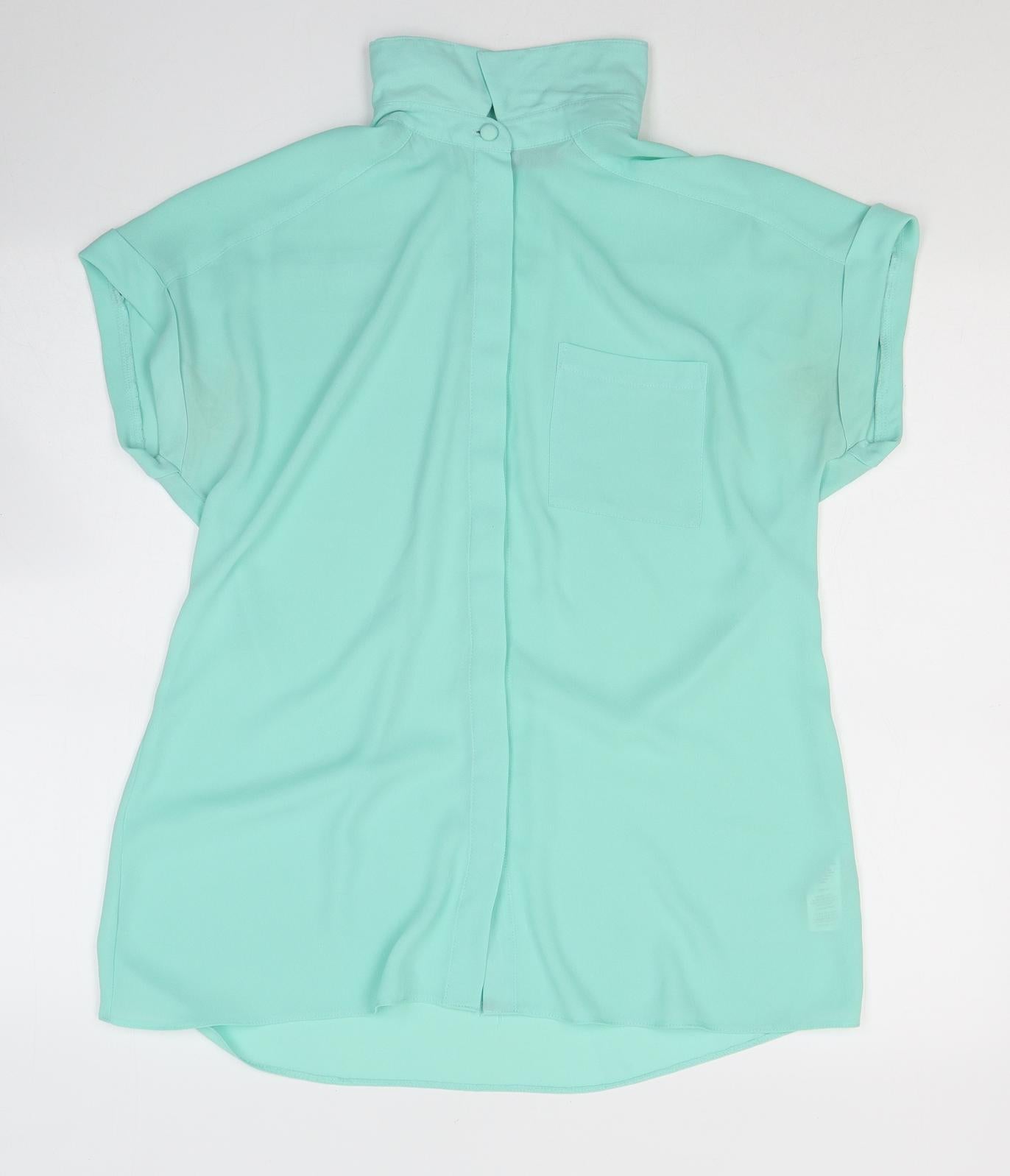 Atmosphere Womens Blue  Polyester Basic Button-Up Size 14 Collared