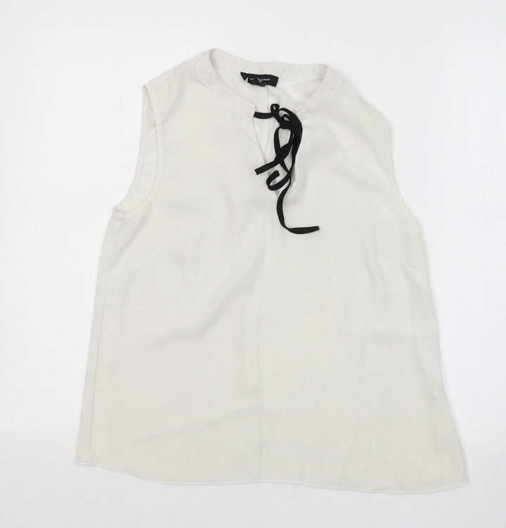Atmosphere Womens White  Polyester Basic Blouse Size 10 Round Neck