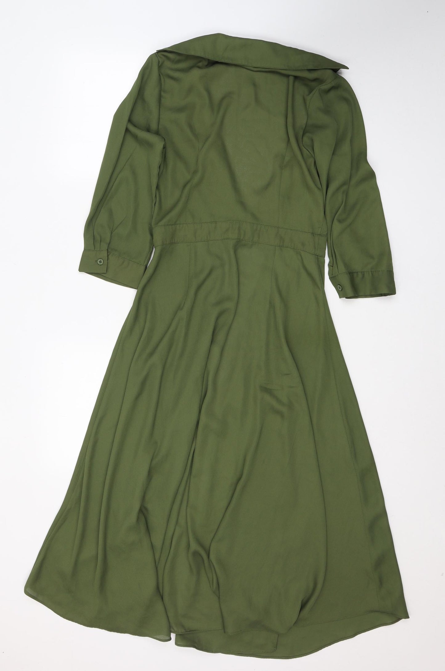 Boohoo Womens Green  Polyester Kimono Button-Up Size 10 Collared - Open front