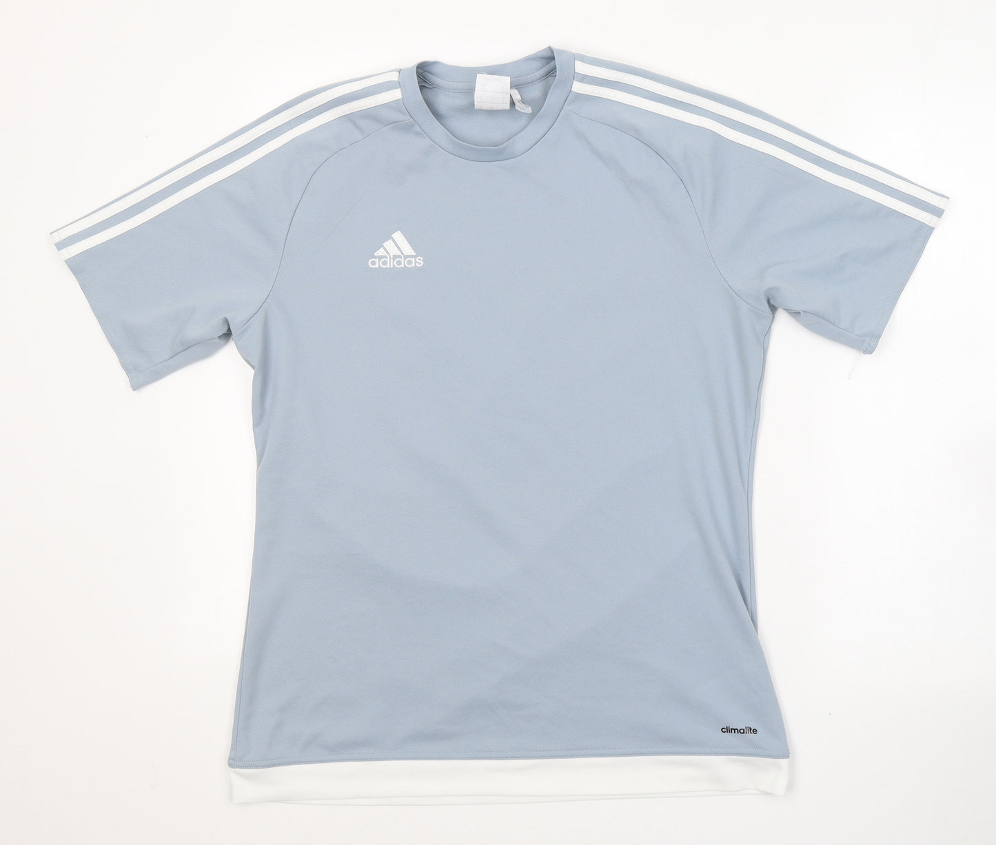 adidas Mens Blue  Polyester Basic T-Shirt Size M Round Neck Pullover