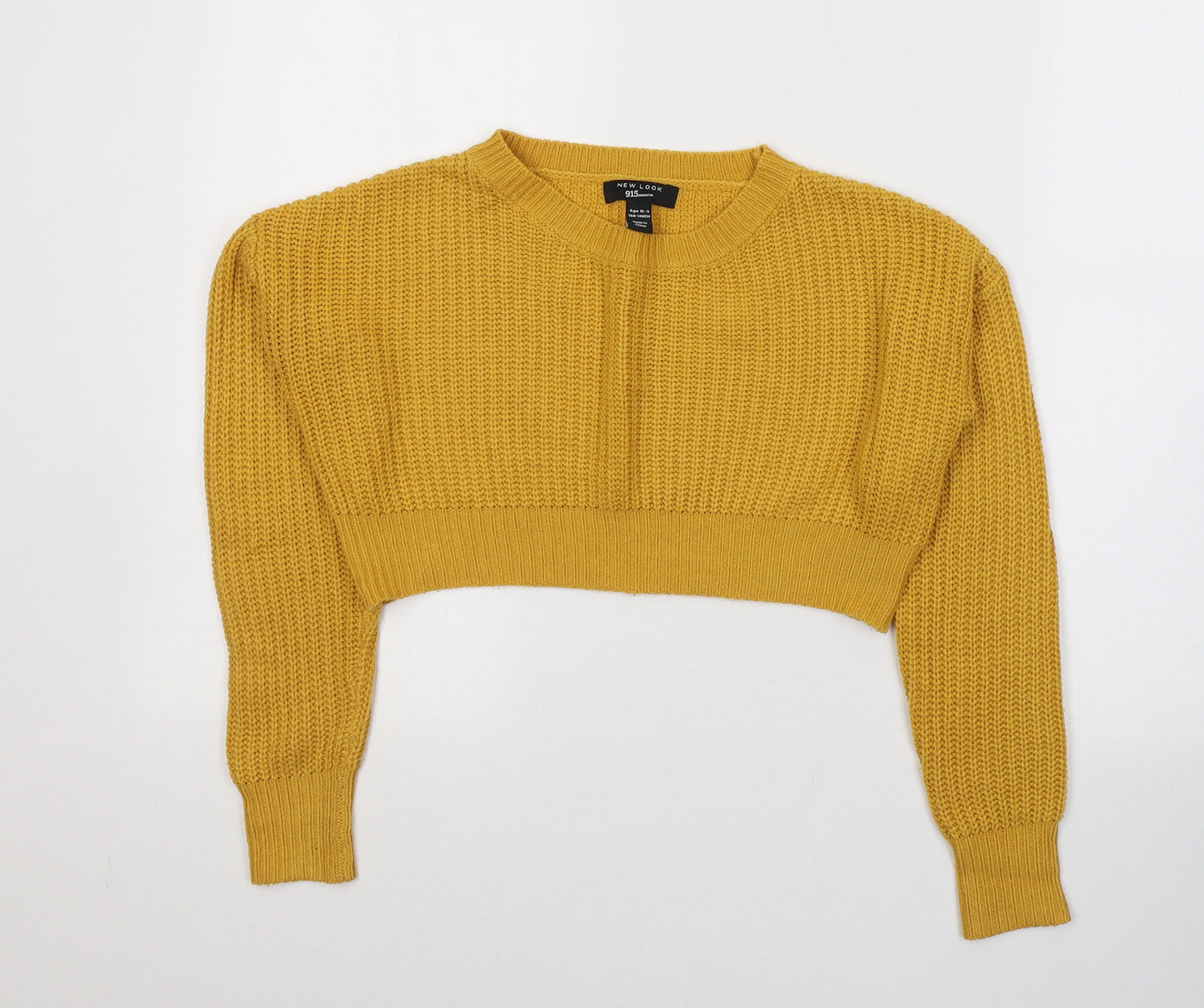 New Look Girls Yellow Round Neck  Acrylic Pullover Jumper Size 10-11 Years  Pullover