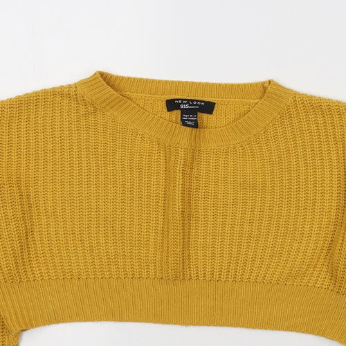 New Look Girls Yellow Round Neck  Acrylic Pullover Jumper Size 10-11 Years  Pullover