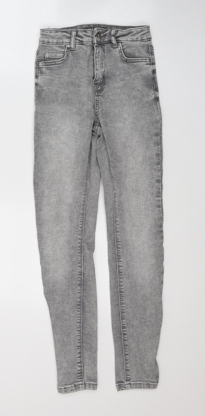 Denim & Co. Womens Grey Cotton Skinny Jeans Size 6 L27 in Regular Button
