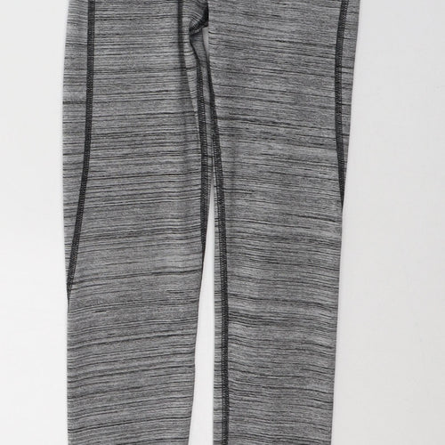 ClpActive Womens Grey Striped Polyester Pedal Pusher Leggings Size XS L26 in Regular Pullover