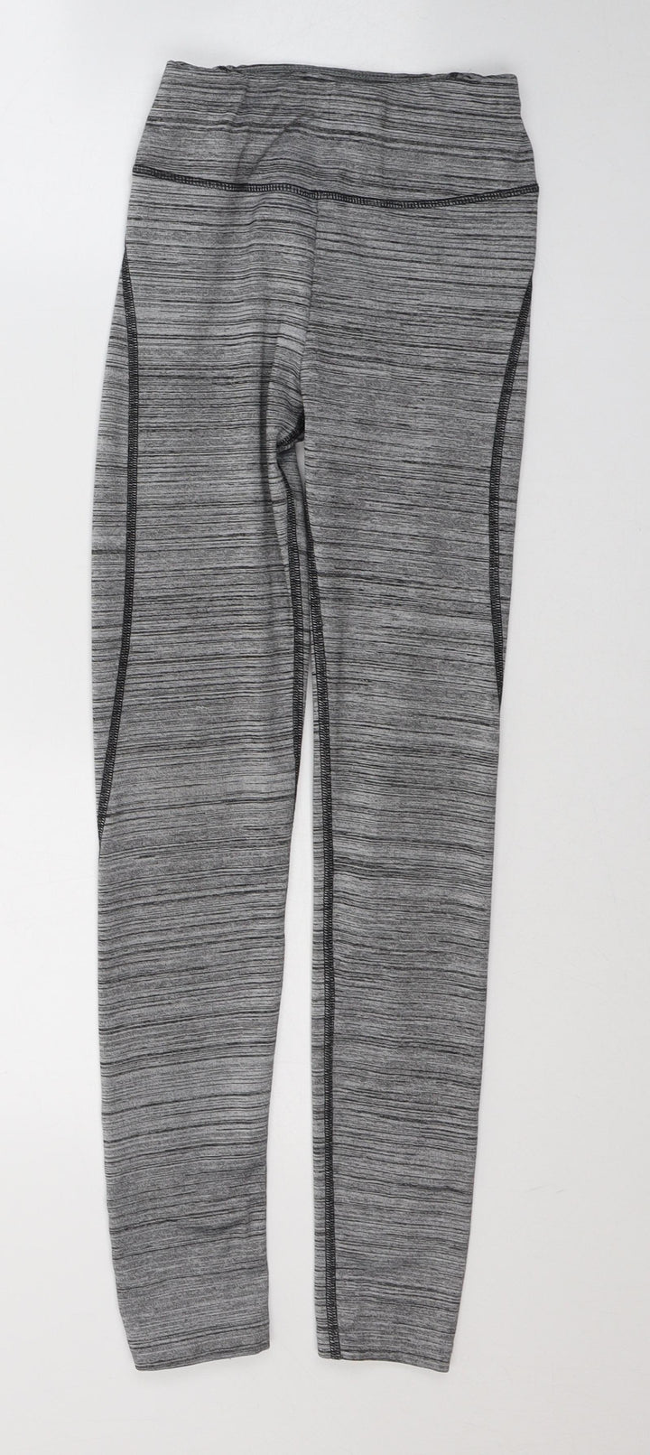 ClpActive Womens Grey Striped Polyester Pedal Pusher Leggings Size XS L26 in Regular Pullover