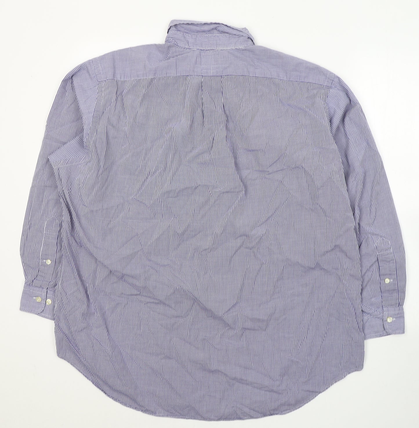 Polo Ralph Lauren Mens Blue Check Cotton  Button-Up Size 17 Collared Button