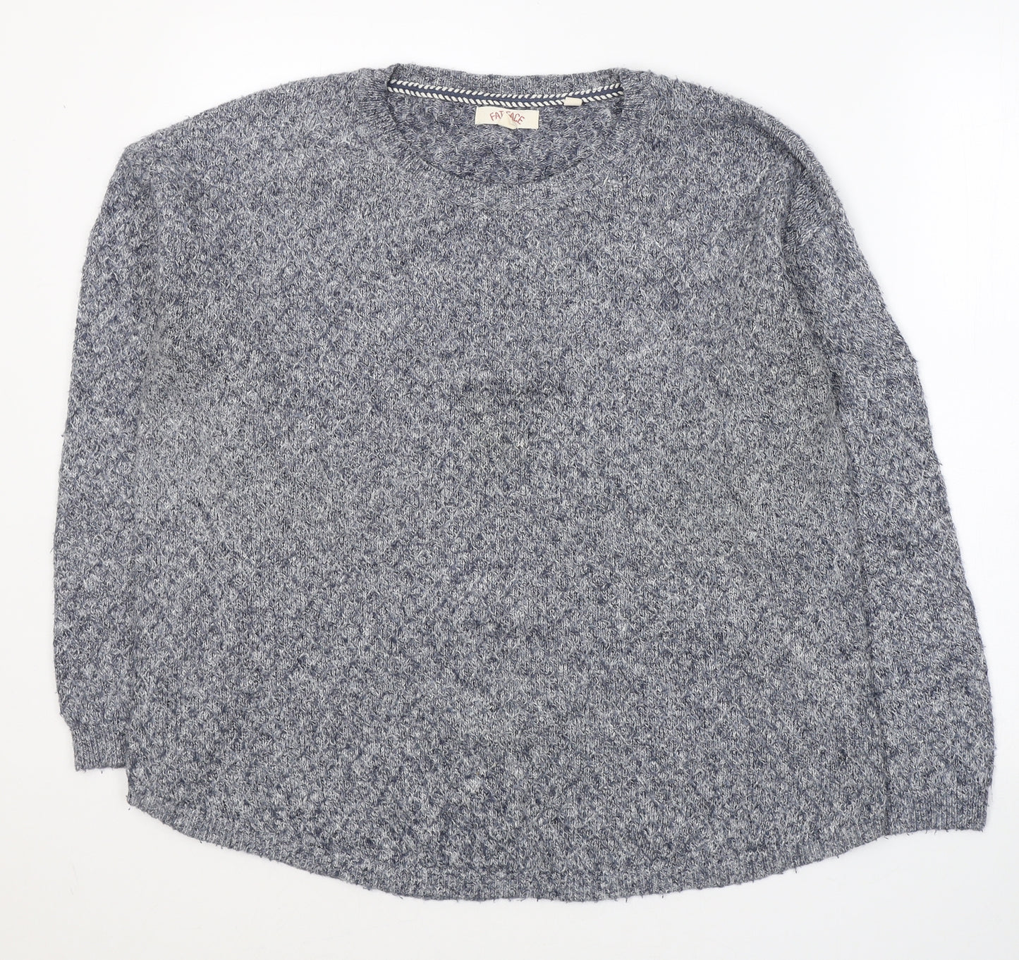 Fat Face Womens Blue Round Neck  Cotton Pullover Jumper Size 16