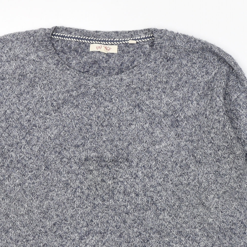 Fat Face Womens Blue Round Neck  Cotton Pullover Jumper Size 16