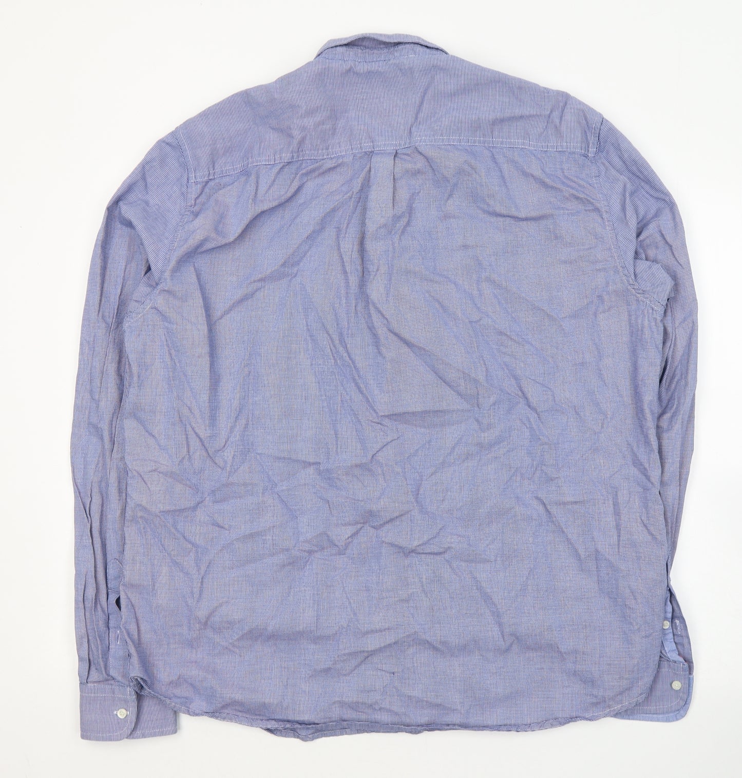 Superdry Mens Blue Geometric Cotton  Button-Up Size 3XL Collared Button