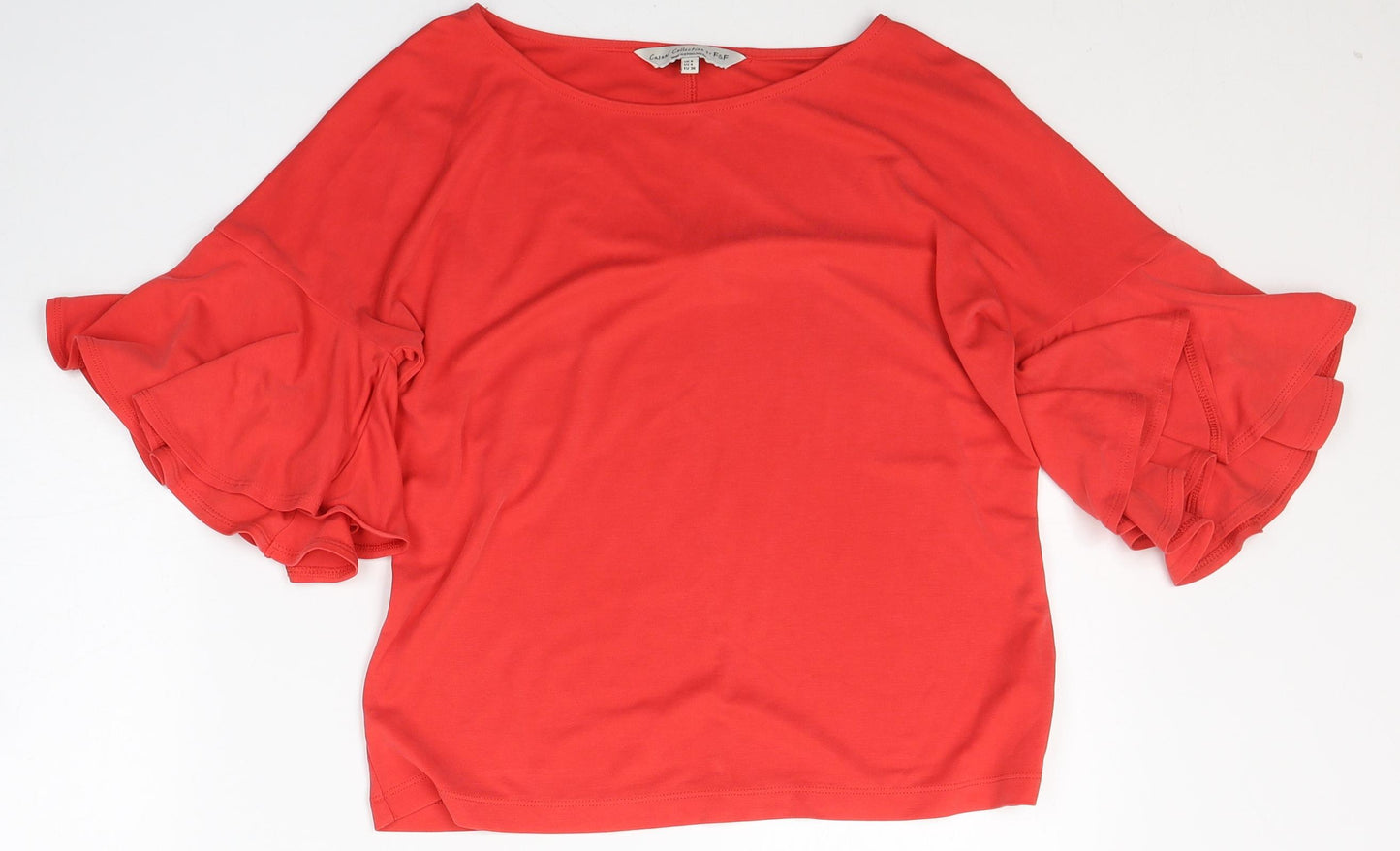 F&F Womens Red  Modal Basic Blouse Size 8 Round Neck