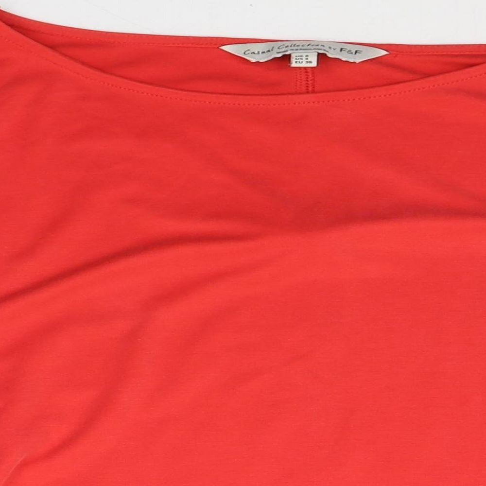 F&F Womens Red  Modal Basic Blouse Size 8 Round Neck