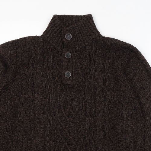 George Mens Brown High Neck  Acrylic Pullover Jumper Size M