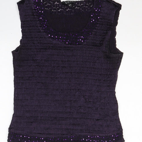 BEAST Womens Purple  Polyester Basic Tank Size M Round Neck