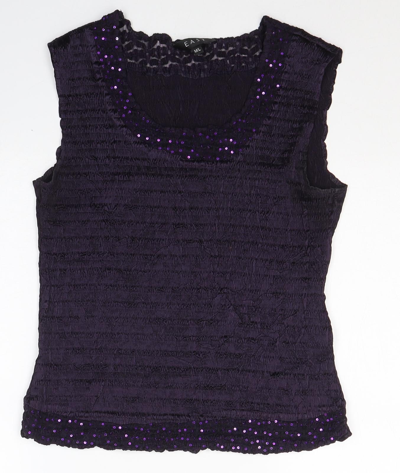 BEAST Womens Purple  Polyester Basic Tank Size M Round Neck