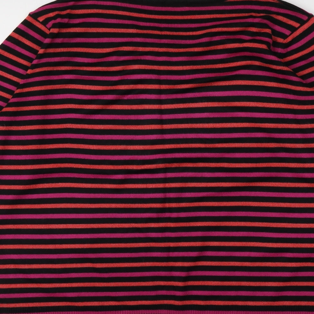 M&S Womens Multicoloured Round Neck Striped Acrylic Pullover Jumper Size 14