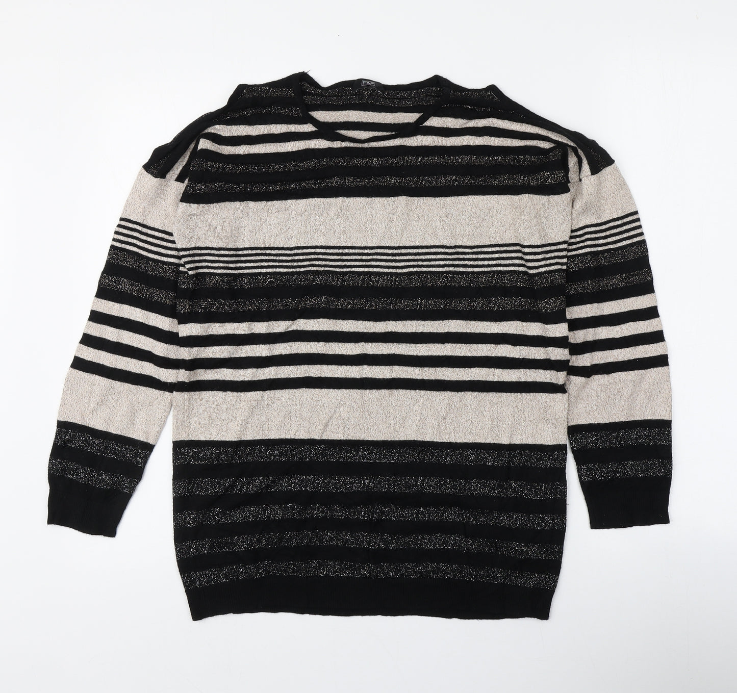 F&F Womens Multicoloured Round Neck  Viscose Pullover Jumper Size 14