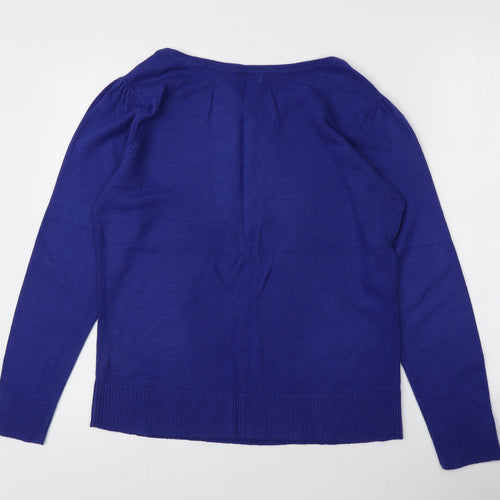 M&Co Womens Blue Round Neck  Acrylic Pullover Jumper Size 10