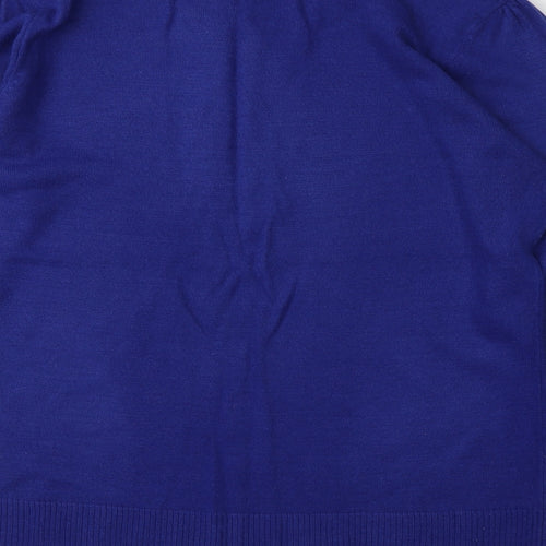 M&Co Womens Blue Round Neck  Acrylic Pullover Jumper Size 10